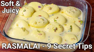 Rasmalai & Rabdi Halwai Style with 9 Secret Tips - Spongy & Juicy | Bengali Rasomalai Chenna Mithai