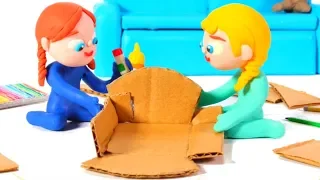 FROZEN ELSA & ANNA BUILD A DOLL' S HOUSE ❤ Spiderman, Hulk & Frozen Play Doh Cartoons For Kids