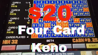 Playing $20 on Four Card Keno at The Greens Casino - Henderson, NV