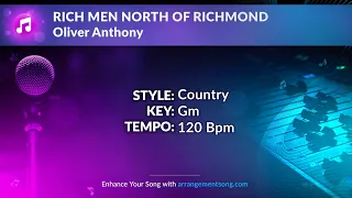 Oliver Anthony - RIch Men North Of Richmond - Lyrics Backing Track Karaoke Minus Gm (original key)