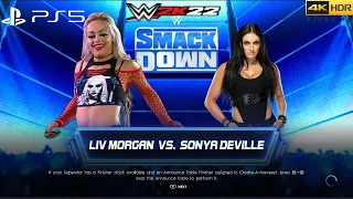WWE 2K22 (PS5) - LIV MORGAN vs SONYA DEVILLE | SMACKDOWN, OCT. 21, 2022 (4K 60FPS HDR)