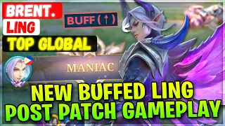 MANIAC!! Buffed Ling New Patch Gameplay [ Top Global Ling ] Brent. - Mobile Legends Emblem And Build