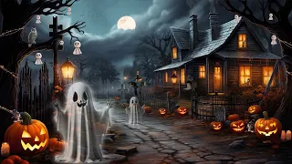 Autumn Village Halloween Ambience 👻Spooky Halloween Sound, Wind Chimes and Cricket Sound