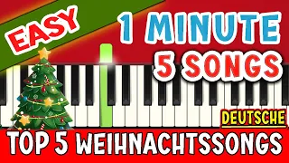 5 Sehr Einfache Bekannte Weihnachtslieder auf Klavier - TOP 5 - Piano Tutorial - Langsam - Anfänger