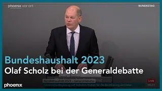 Olaf Scholz bei der Generaldebatte zum Bundeshaushalt 2023 am 23.11.22