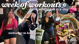 FULL WEEK OF WORKOUTS | What I Eat in a Day, Healthy Meal Ideas, Fitness Motivation, Grocery Shop
