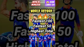 nepal vs mongolia t20 match highlights | nepal world records #asiangames #t20 #fastest50 #trending