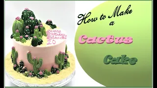 Cactus Cake 🌵🌵. Pastel de Cactus. How to Make Buttercream Cactus