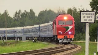 [БЧ] Тепловоз ТЭП70БС-206 на о.п. Поречаны / [BCh] TEP70BS-206 passing Parechany stop