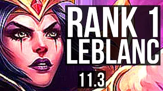 LEBLANC vs AZIR (MID) | Rank 1 LeBlanc, Rank 8, 12/2/7, 1.0M mastery | EUW Challenger | v11.3