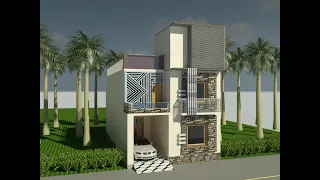 Revit ! Complete Modern front elevation on Autodesk Revit #Cadcreationhub #cadcreationhub