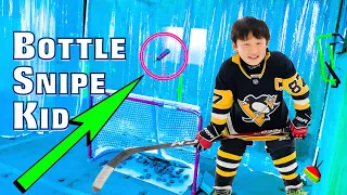 Water Bottle Pop Insane Hockey Trick Shot Snipe Challenge