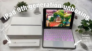 iPad 9th Generation Space Grey Aesthetic Unboxing + Accessories (Apple Pencil + Keyboard Case)