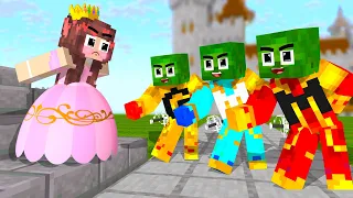 Monster School : Zombie x Squid Game THE PRINCESS & 3 BODYGUARDS - Minecraft Animation