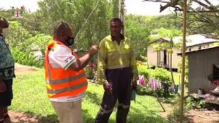 Fijian Minister for Disaster Management delivers food rations in flood affected areas at Sigatoka