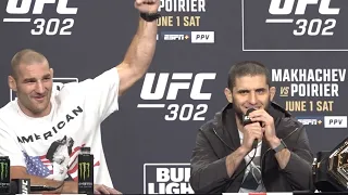 Sean Strickland REACTS to Islam Makhachev USA CHANTS & BOO'S | UFC 302 Press Conference