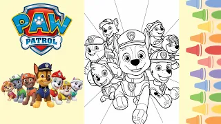 Paw Patrol Colouring Page I Chase, Skye, Rubble, Rocky, Everest, Zuma & Marshall