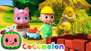 The 3 Little Friends Build a House | CoComelon Fantasy Animals | Moonbug Kids - Farm Animals