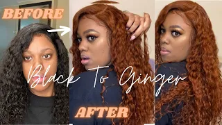 Dying My Hair From Black To Ginger 🍂| + Installing This Lace Front Wig✨