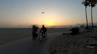 4K Sunset walk to Santa Monica Pier