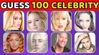 Guess the CELEBRITY in 3 Seconds | 100 Famous People | Celebrity quiz 2024