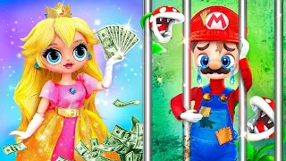 Rich Peach VS Broke Mario / 30 DIYs for LOL OMG