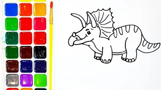 We draw Drawing lessons for children. Easy drawing. How to draw a dinosaur . Малювання розмальовка