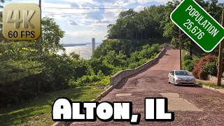 Driving Around Small Town Alton, Illinois in 4k Video
