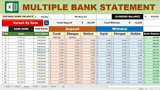 How To Create Multiple Bank Statement Sheet Just One Click In Ms Excel...Excel Bank Statement #excel