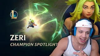 Tyler1 reacts to Zeri Champion Spotlight | Gameplay - League of Legends