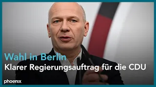 Berlin-Wahl: Rede Spitzenkandidat Wegner (CDU) am 12.02.23