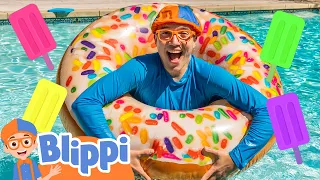 Blippi's Swimming Pool Playtime for Kids | Blippi - Learn Colors and Science