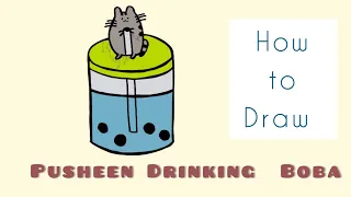 How to Draw  Pusheen Drinking Boba | #drawing #art #cute #youtube