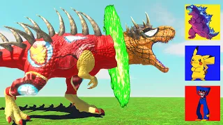 Dinosaur Spiderman T-Rex vs Superman Spinosaurus Dinosaurs War in Animal Revolt Battle Simulator