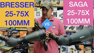 BRESSER PIRSCH 100MM 25-75X SPOTTING SCOPE VS SAGA 25-75X100MM -FEATURES,VIDEO BETTER THAN ULTIMA100