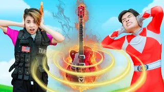 Xgirl Nerf  Gaoranger In Real Life VS SWAT Nerf Guns White Hair Man Lava Battle  magic guitar