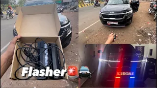 Installing Police Light🚨 In kia seltos (New Light)!!!FLASHER !!