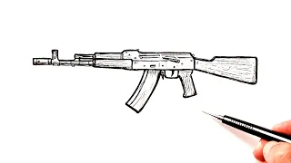 How to draw AK 47 Kalashnikov | Easy Drawing