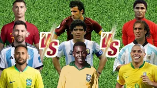 Ronaldo, Messi, Neymar VS Pele, Maradona, Figo VS R9-Batistuta-Eusebio 💥 ULTRA VS 🔥💪