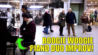 When 2 Pianists Play Awesome Boogie Woogie Piano Improv Duet in Public | Cole Lam