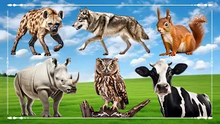 Baby farm animal moments: Hyena, Wolf, Squirrel, Rhinoceros, Owl & Cow - Animal Sounds