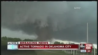 Large tornado touches down in Oklahoma