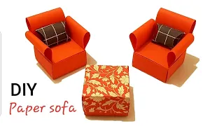 Paper sofa DIY | Origami paper sofa easy | Mini paper furniture (sofa set)