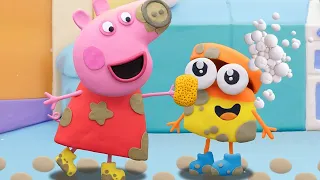 Play Doh Surprise ⭐️Peppa and Baby Muddy Puddles Adventure! ⭐️ Cartoons for Kids