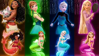 Moana Mermaid VS Anna Mermaid VS Frozen Elsa Mermaid VS  Rapunzel Mermaid | Disney Princesses Songs