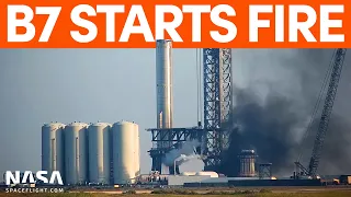 Booster 7 Starts Fire After Explosion | SpaceX Boca Chica