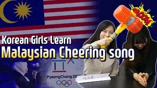 Korean Girls Learn Malaysian Cheering song l Standing in the eyes of the world