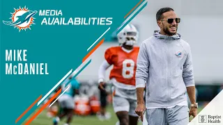 COACH MIKE MCDANIEL MEETS WITH THE MEDIA | MIAMI DOLPHINS TRAINING CAMP