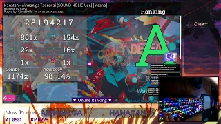 [osu!] Hanatan - Airman ga Taosenai (SOUND HOLIC Ver.) [Insane] DTHD Liveplay First 400PP