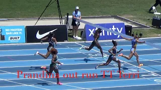 Prandini ahead of Twanisha Terry for the win in the 200m at the LA GRAND PRIX